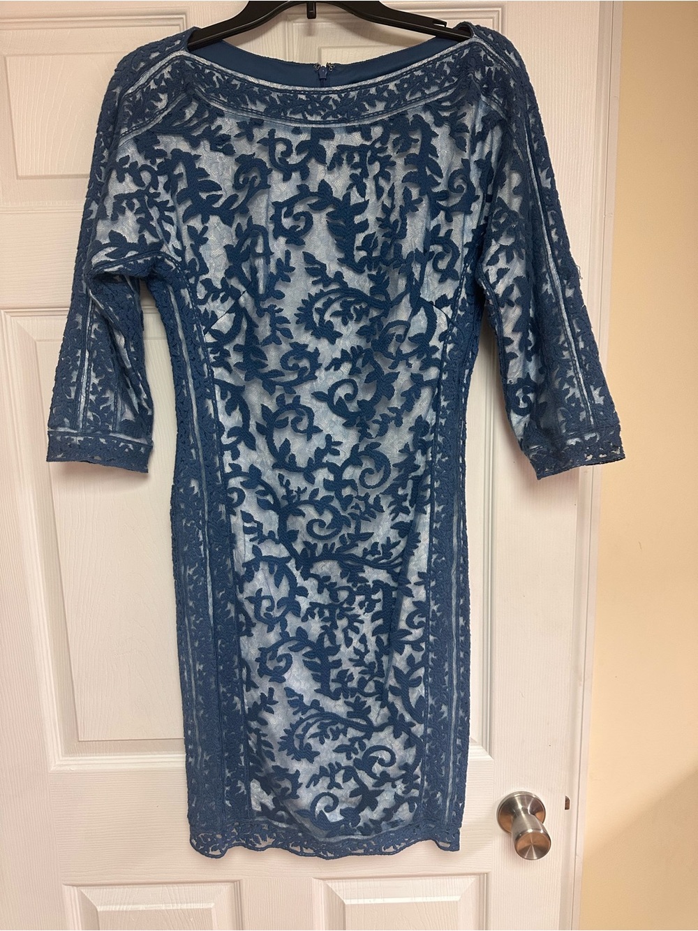 Tadashi Shoji Blue Floral Lace Midi Dress